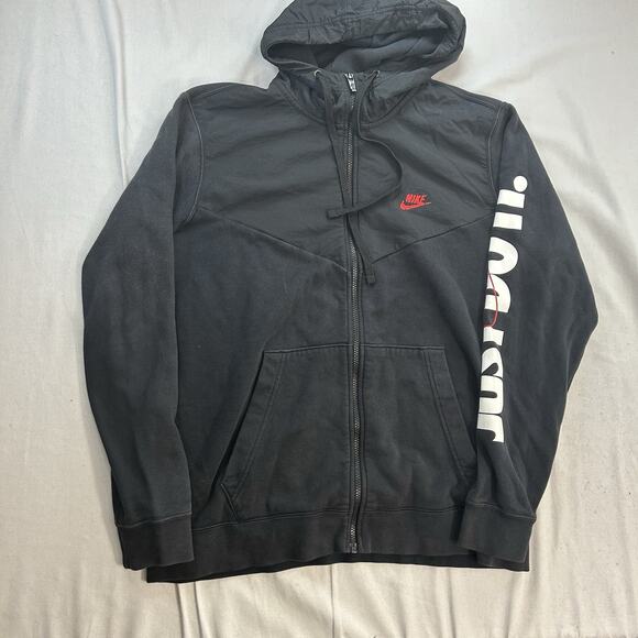 Nike Hoodie Sweatshirt Mens Large Black Tech Fleece Windrunner Full Zip - Picture 1 of 11